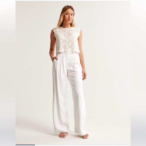 Abercrombie & Fitch Pants - Abercrombie & Fitch White Wide-Leg Trousers